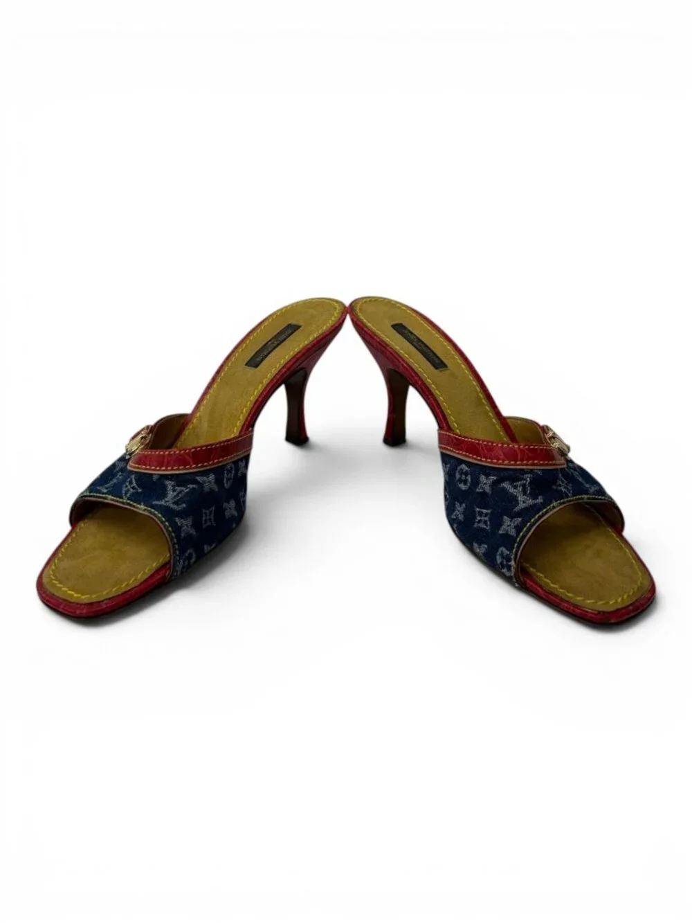 Vintage Louis Vuitton Monogram Denim Mules, Size 38.5 EU